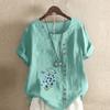 T-shirt da Donna alla Moda con Stampa Fiori e Piante Manica Corta Camicia Larga in Cotone Blusa Estiva Casual Larga Top Taglie Forti