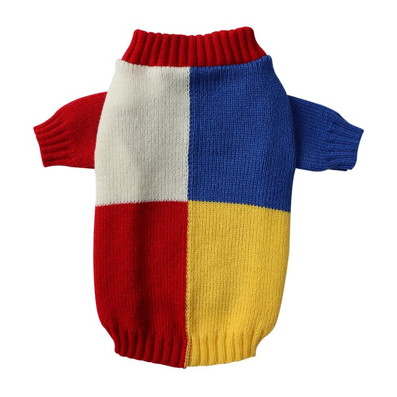 

Вязаный свитер для собаки, цветной блок, пуловер для питомца, теплая зимняя одежда для маленьких собак, кошек, уютная мягкая пряжа, одежда для холодной погоды L