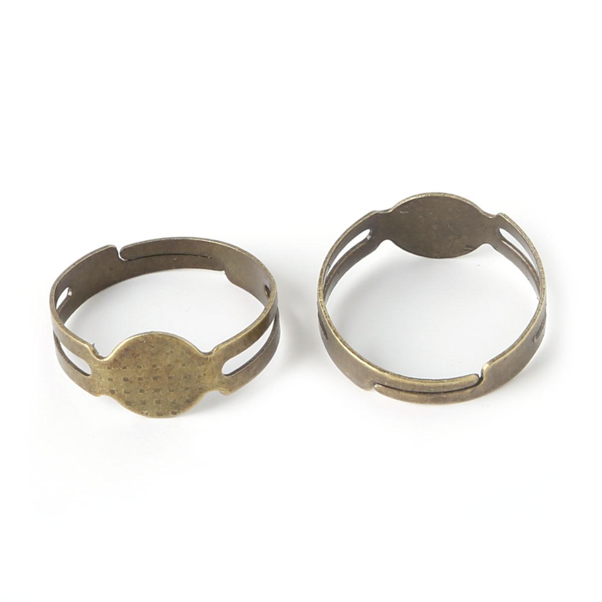 

40 шт. открытое кольцо с подушечкой, регулируемая 18 мм, плоское основание кольца, золото, серебро, бронза, покрытие для изготовления ювелирных изделий бронзовый