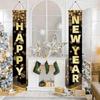 Labeol Happy New Year Banner, 72 x 12 Inch Large Front Door Porch Sign Hanging Banner Decorations New Years Eve Party Supplies 2025, Happy 2025