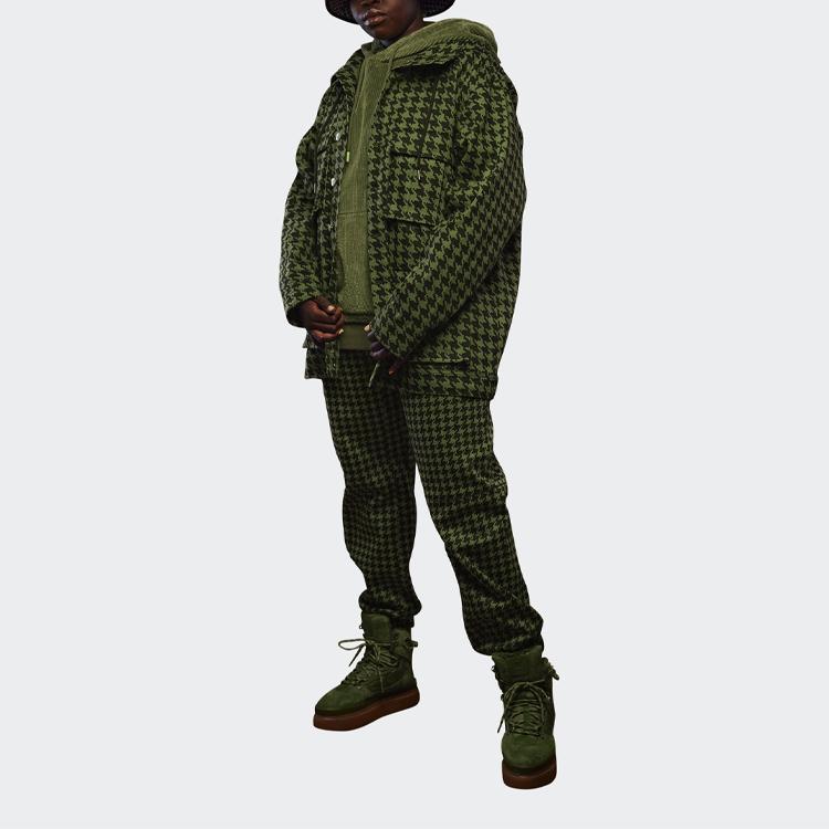 Adidas Originals Trefoil Pattern Loose Sports Pants Men Bottoms Green HC6002