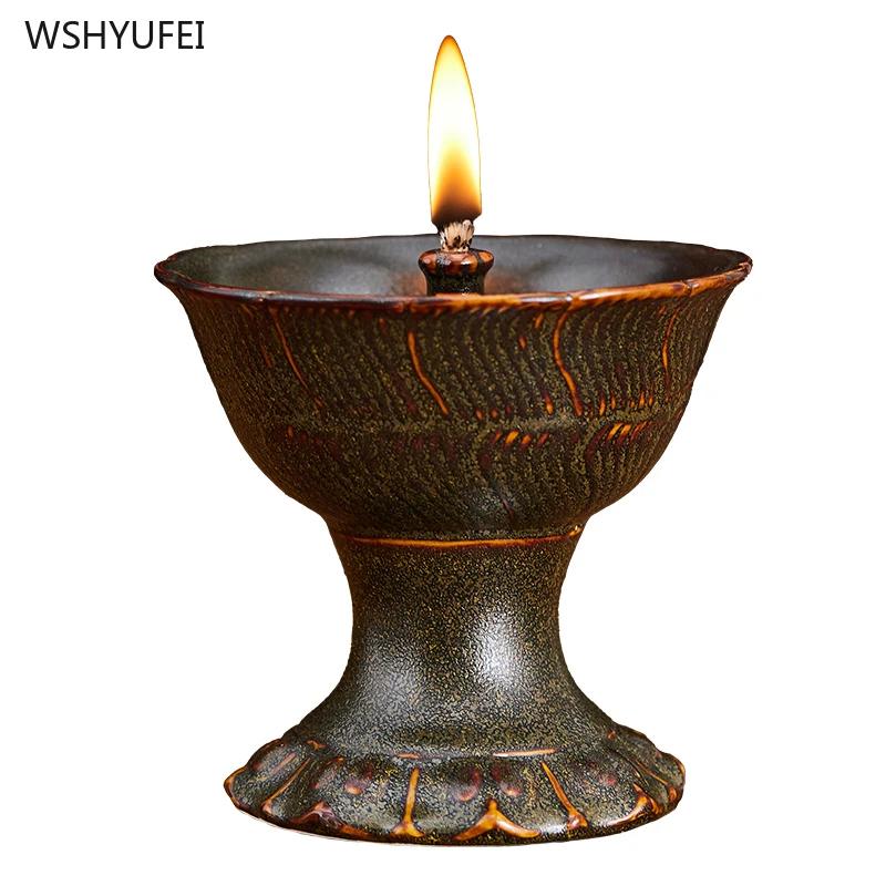 1 Pc Ceramic Butter Lamp Buddhist Temple Supplies Temple Law Society Make Offerings To Buddha Living Room Home Decor Blessing