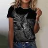 Kawaii Cat Pattern Loose T-shirt - Fashionable Women's Animal Printed Top