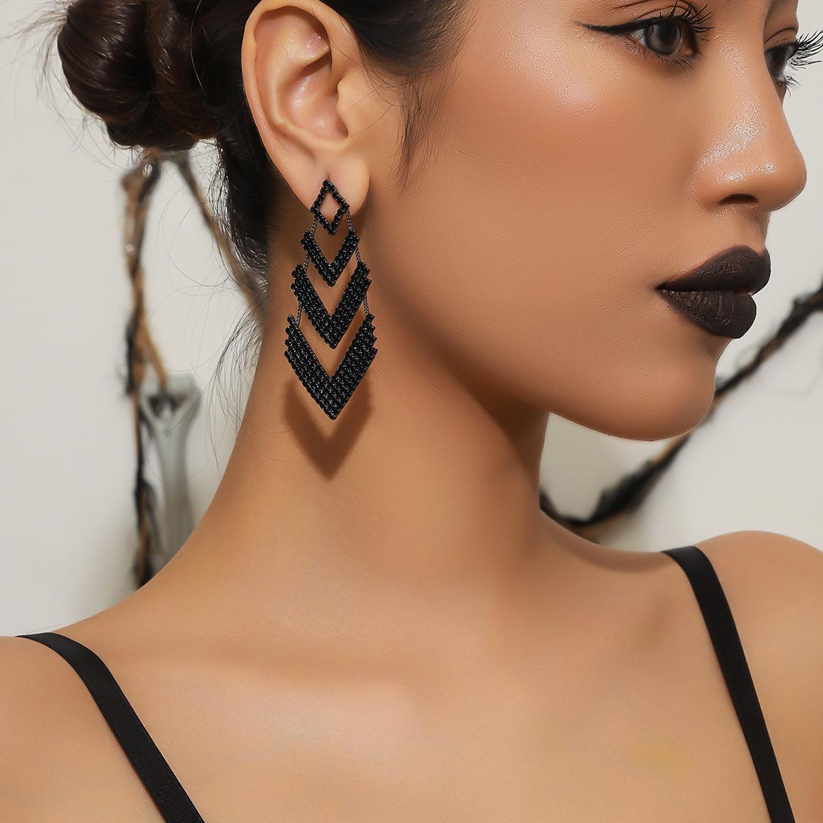 Модные серьги с геометрическим дизайном и блестящими стразами, роскошные серьги высокого качества, свадебные серьги, женские серьги, 1 пара