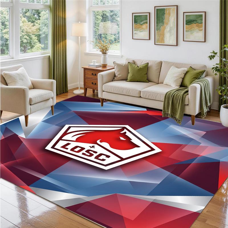 LOSC Lille FC Design Crystal Velvet Rug Soft Decorative Mat for Bedroom Entrance
