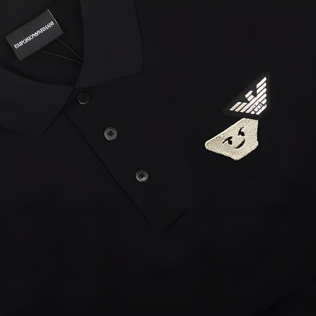 Emporio Armani Solid Color Short Sleeve Polo Shirt Men Tops Black 6H1FG3-1JTUZ-999