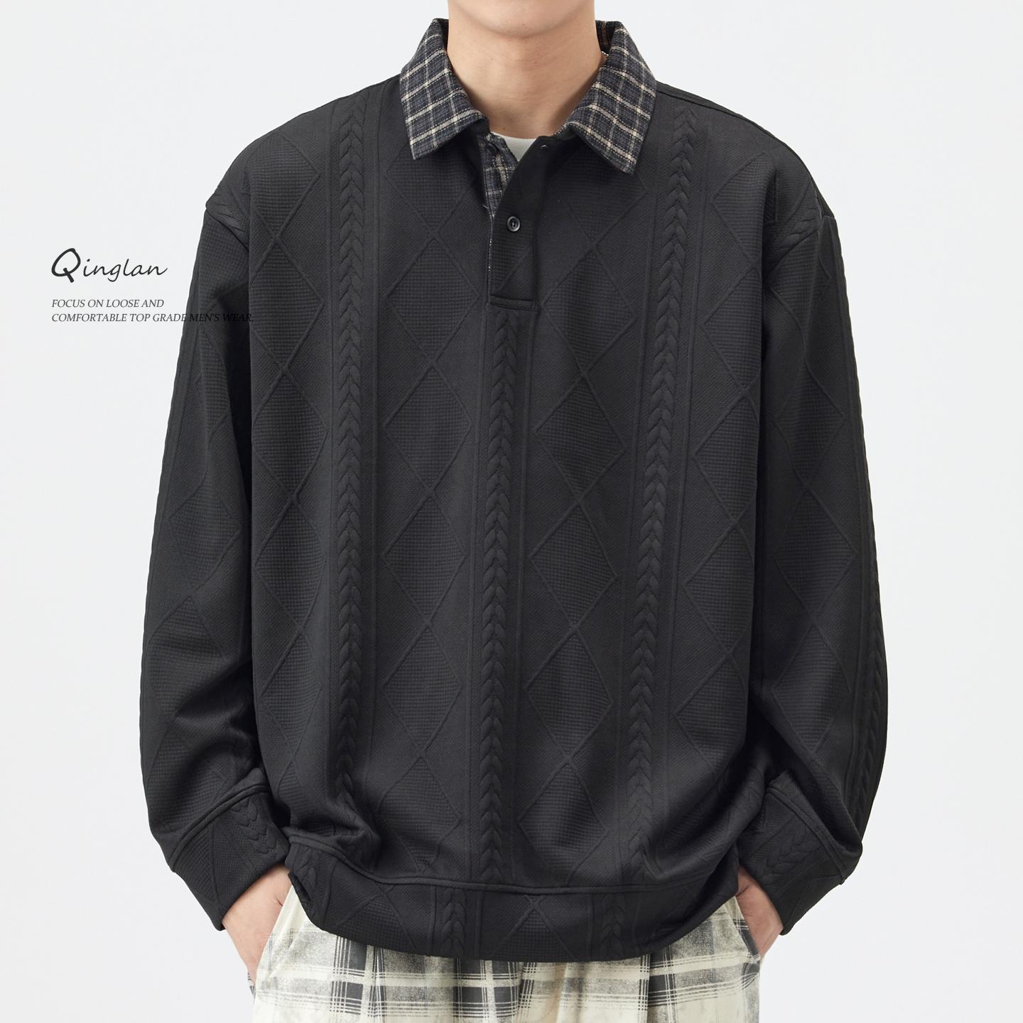 

Men s Heavyweight Loose Plus Size Casual Two-in-One Top 4XL (200-220 jin) чёрный