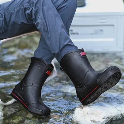 2024 Men's Waterproof Anti-Slip Korean Style Mid-Tube Rain Shoes