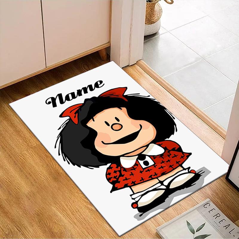 Custom Name Mafalda's Portrait Rug Game Carpet, Floor Mat for Bedroom Living Room Entryway Rug, Home Decor Idea Gift for Christmas Birthday