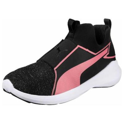 Rebel Mid Gleam Comfortable Versatile Non-Slip Wear-Resistant Mid-Top Casual Running Shoes Women Sneaker Black Pink 364619-01