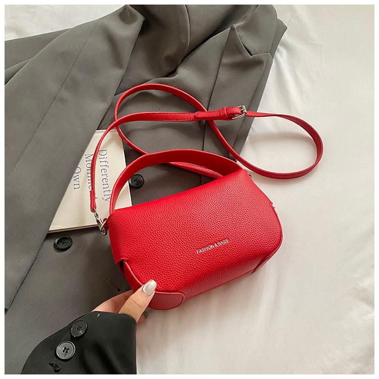 Women's bag new portable small square bag fashionable lychee pattern high-end fashion shoulder messenger bag