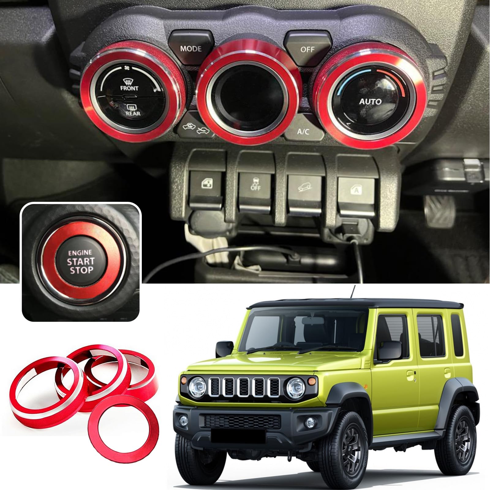 

Temiry Jimny Air Conditioner Dial Aluminum Alloy Engine Start Interior Parts for New Sierra Custom Dial Cover for Jimny and jb74 Cover, Ring, Jimny,