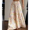 Summer Floral Pants Women's High Waist Loose Thin Wide Leg Elegant Skinny Versatile Straight Pants Trousers