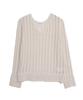 HARDCORE HAPPINESS Damaged Slit V-Neck Knit Top_Ivory
