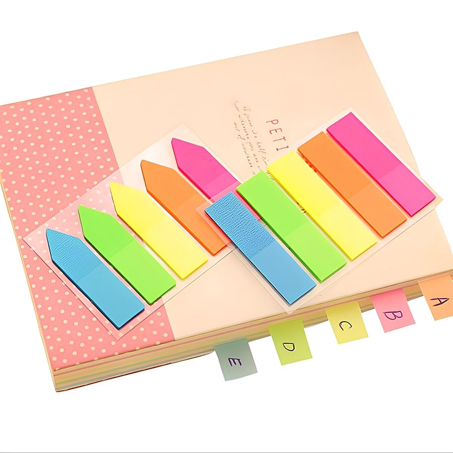 100pcs 5-Color Writable Fluorescent Guidance Label Self-adhesive Note Indicator Sticker Quick Flipping Bookmarks School Supplies