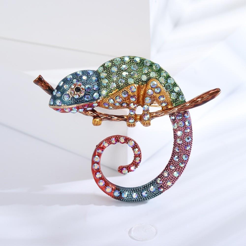 Style Animal Brooch With Colorful Water Drip Rhinestones For Women Dress Accessory