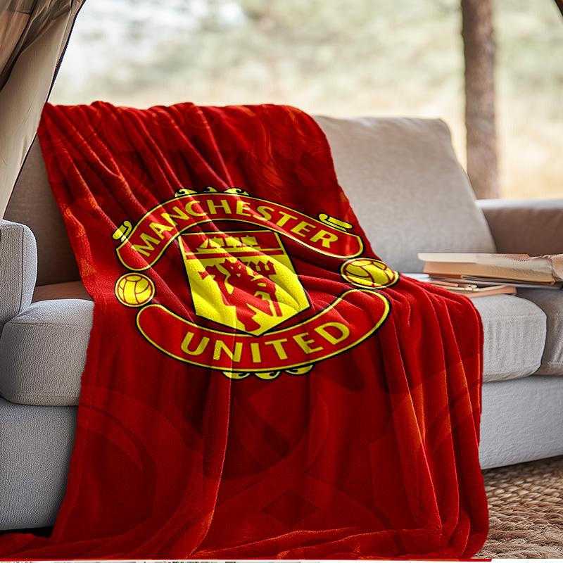 Coperta con stemma del Manchester United Coperta in flanella da esterno per campeggio, escursionismo, feste in giardino, essenziale per picnic, regalo per famiglia e amici