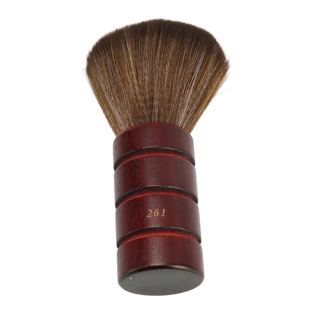 Wooden Face Duster Brush Lightweight Professional Cleaning Neck Duster Brush for Barber Shop Brown