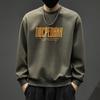Men's 2025 Heavyweight Plus Size Brand Hoodie - Round Neck, Trendy Letter Print, Autumn/Winter Fashion.