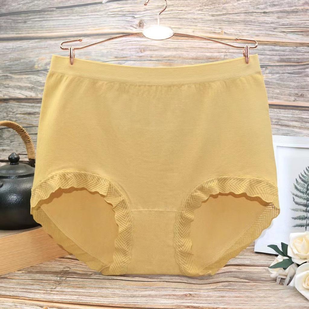 Plus Plus Size Women's Summer Lace Edge Seamless High Waist Briefs