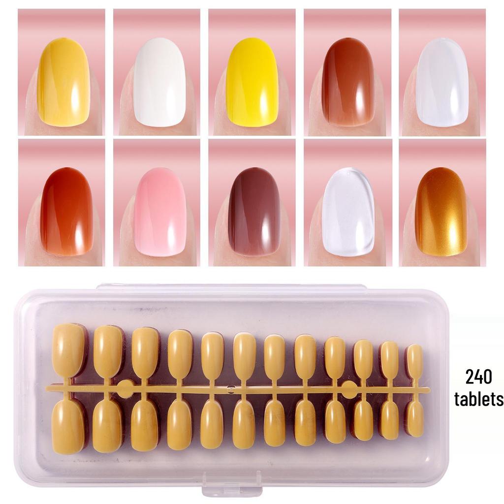 Colored Glitter Nail Art Tips - 240-Piece Set with Various Styles and Multiple Colors, Boxed Fake Fingernail Stickers