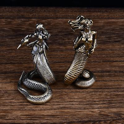 Brass Medusa Ornament: Ancient Greek Snake Woman Desktop Statue for Home or Office Decor