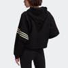 Adidas Originals Trefoil Logo Print Stripe Hooded Sweatshirt Women Tops Black HT8847
