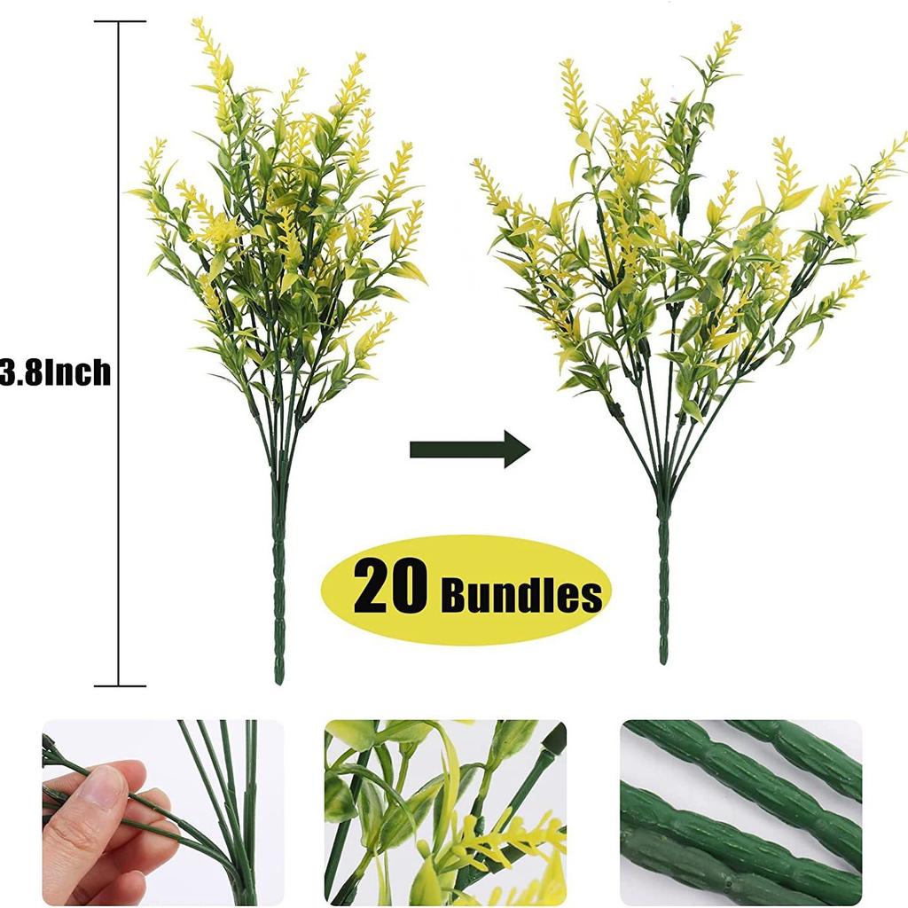 Outdoor Artificial Simulated Green Plants 7 Heads 35 Mesh Lavender Fake Flower Plant Window Decoration Pointed Wheat Ear Handle Bundle
