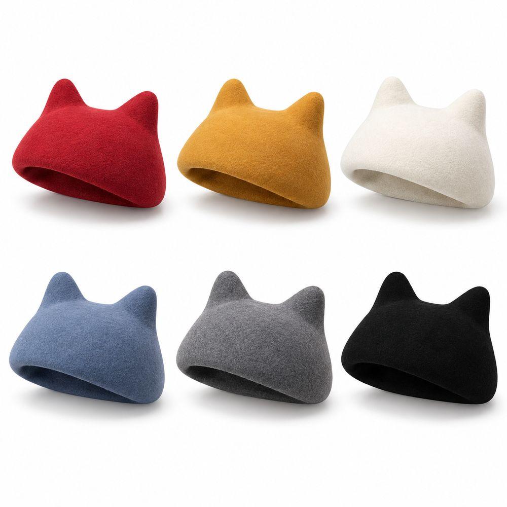 Premium Wool Cat Ear Beret Cat Ear Pattern Wool Beret Hat High Quality Painter Hat