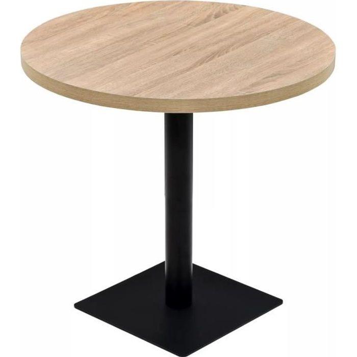 VidaXL Table de bistro MDF et acier Rond 80 x 75 cm Couleur de chêne