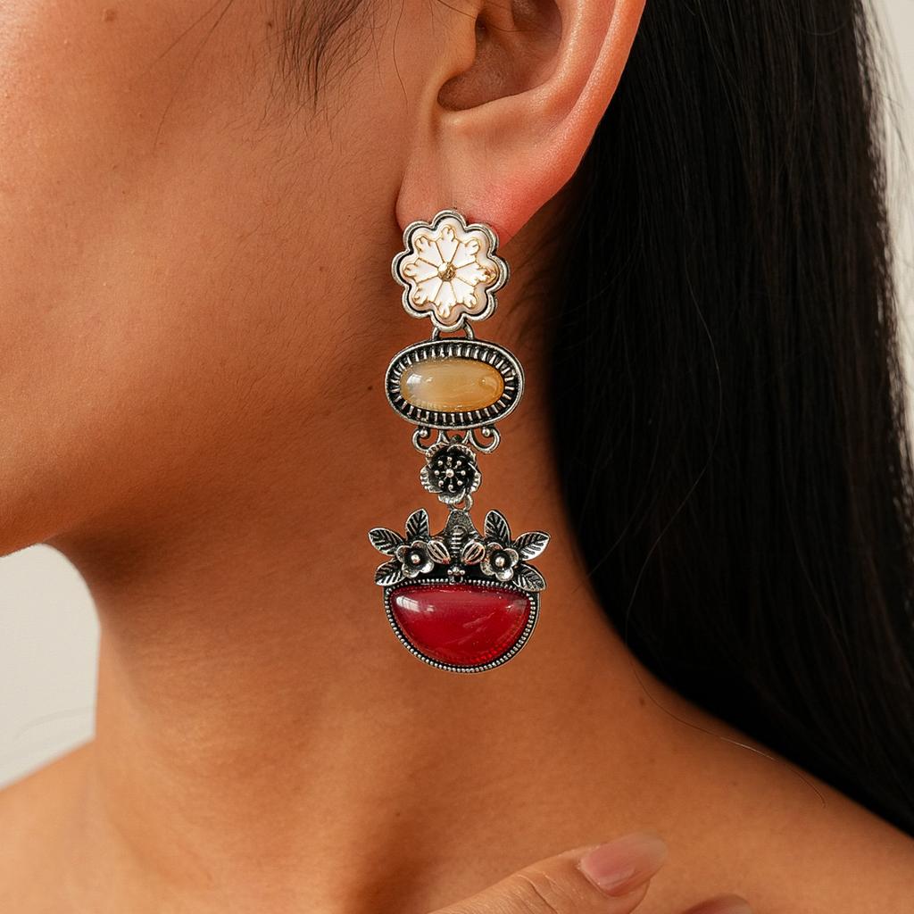 Oval Flower Earrings for Women, High-end Earrings