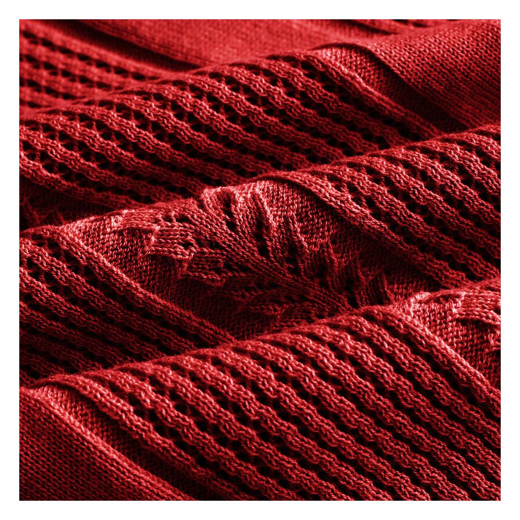 Solti Mesh Mixed Crochet Polo Knit (Red)