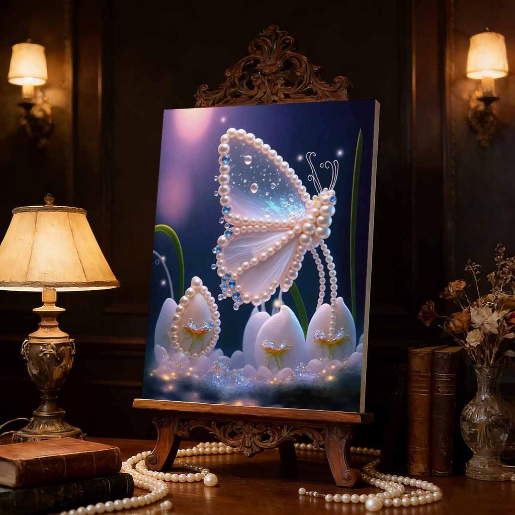 DIY Butterfly Pearl Art Painting for Home Wall Decor Pearl Gem Paintings Picture Arts Craft  for Adults/Beginners Gift Idea Home Decor Without Frame
