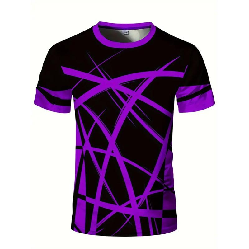 Fashionable Geometric Pattern Men's 3D Printed T-shirt Summer Casual Running Round Neck Top Badminton Table Tennis Sports Short Sleeved Clothing