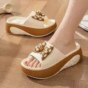 New Cute Bow Platform Slippers For Women Summer Sandals Soft EVA Thick Sole Female Indoor Outdoor Shoes Beach Street Slides