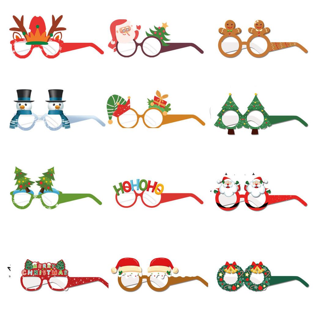 Christmas Deer Paper Glasses Party Photo Props For Kids Holiday Decor Set Of 12