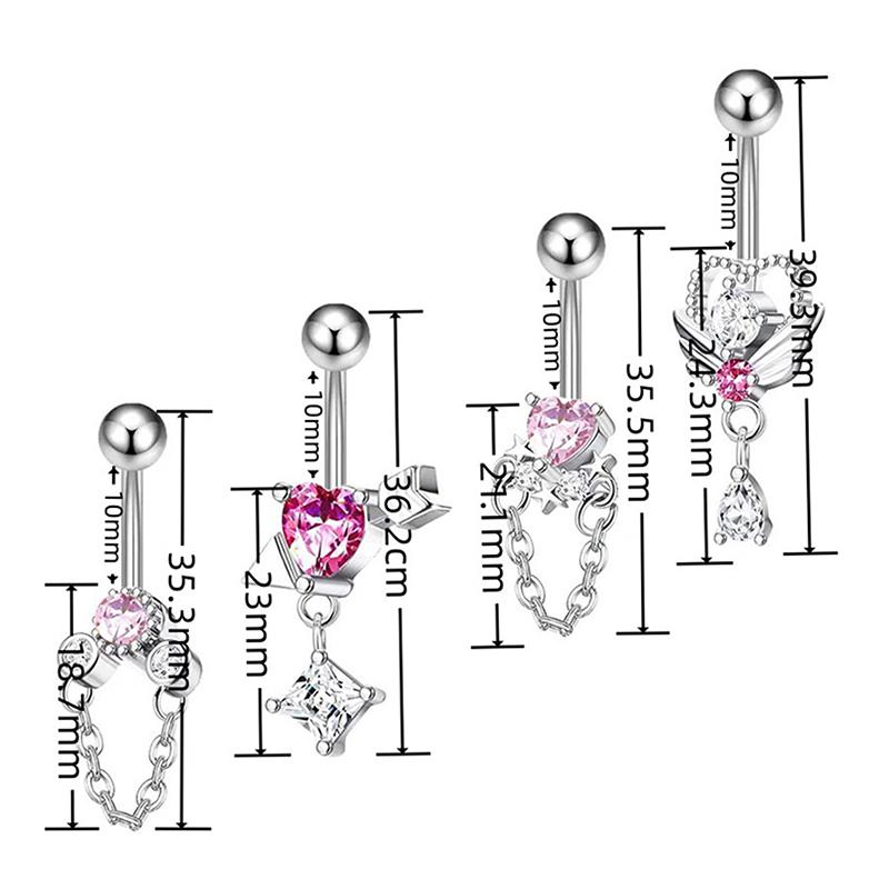 Zirkon Herz Bauchnabel Nagel Piercing Gefälschte Bauchnabel Ring Körper Schmuck Für Frauen