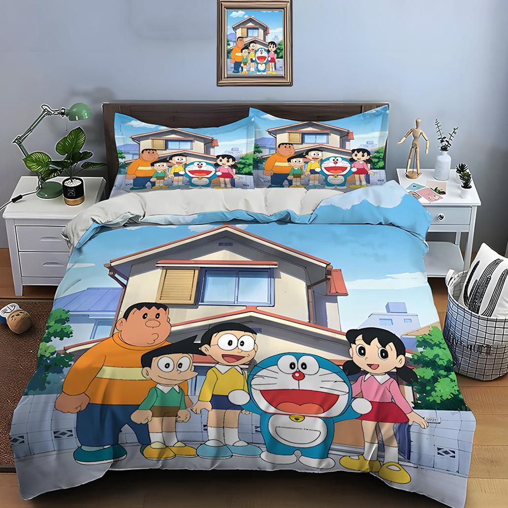 3Pc Multiple Styles D-Doraemon Cartoon Printed Bedding Set 1 Duvet Cover,2 Pillowcases Boys Girls Children Luxury Gifts