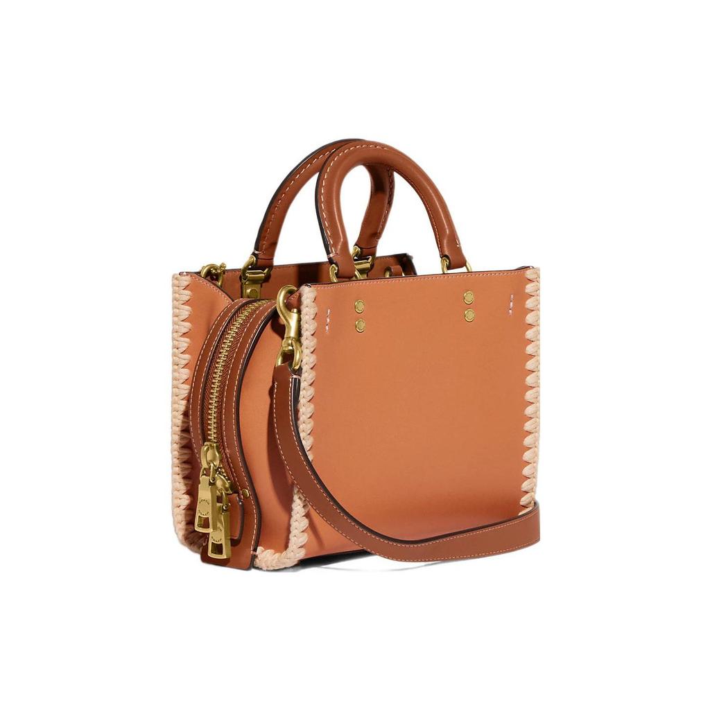 Coach Rogue 20 Solid Color Embossed Letter Logo Nameplate Zipper Closure Leather Small Square Handbag Crossbody Bag Women Handbags Orange CJ636-B4UC8