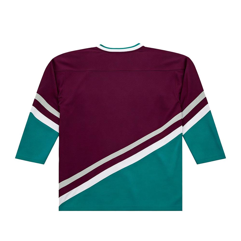 Anaheim Hockey Jersey Ducks Men Women V‑Neck Long Sleeve Maroon Teal Color Block Striped Sport Uniform Streetwear Couple Tops