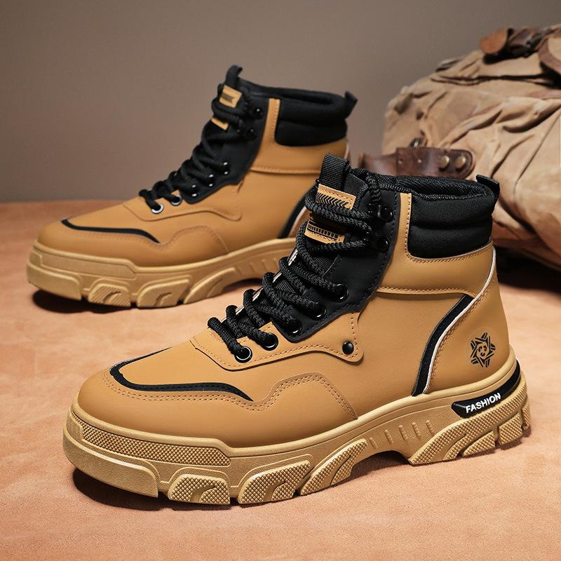 Boty pánské nové zimní pracovní boty protiskluzové a odolné proti opotřebení vysoké šněrovací boty Martin ležérní pánské boty
