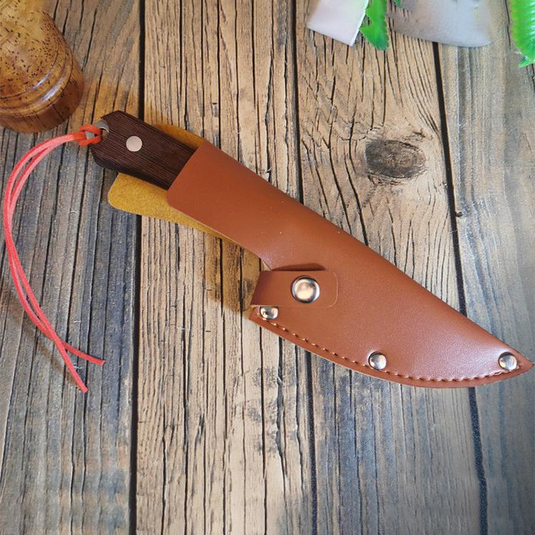 Couteau de cuisine en acier inoxydable avec manche en bois, avec couvercle, couteaux de Chef, couteau d'office, couteau à viande et à fruits, coupe-cuisson