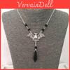Gothic Wizard Bat Pendant Necklace With Crystal Geometric Design For Women