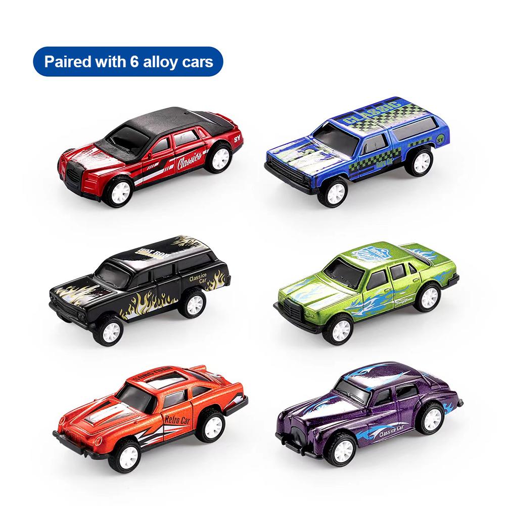 Car Transporter Truck Toys Container Truck With 6pcs Alloy Pull-back Cars Model Toys For Boys Birthday Gifts