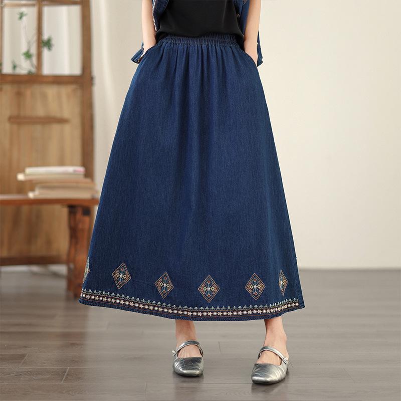 Women s Spring/Summer Embroidered Denim Vest & Skirt Set Extra Large