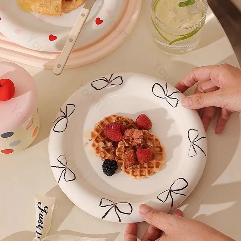 French Style Circular Ceramic Plates Home Breakfast Sandwiches Salad Plate High End Restaurants Pasta Plate Exquisite Tableware