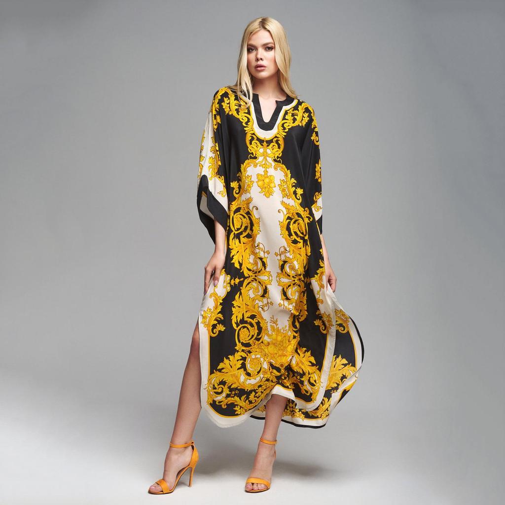 European & American Polyester Beach Cover-Up Dress - Women's Long Sun Protection Shirt for Vacation