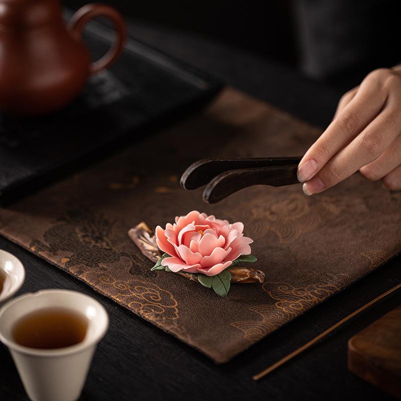 Zen Ceramic Censer Handicrafts Home Ornaments Peonies Incense Burner Flower Incense Stick Holder Home Office Table Decoration
