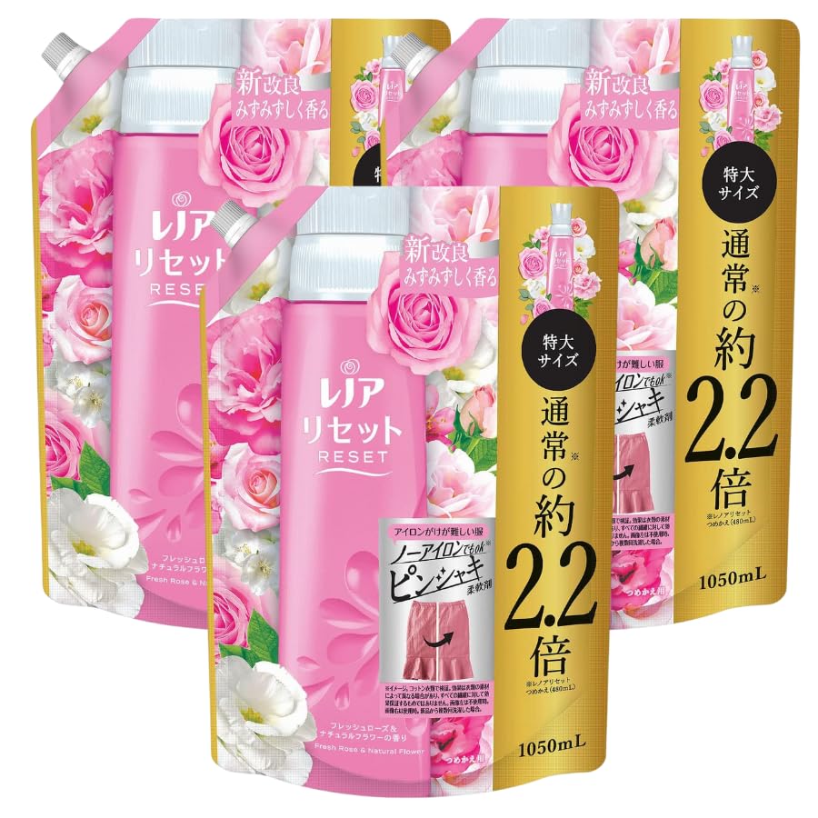 

of 3 Lenor Reset Refill Extra Large 1050ml x 3 Bag Set Rose Natural Flower [Set bags] (Fresh & Scent)