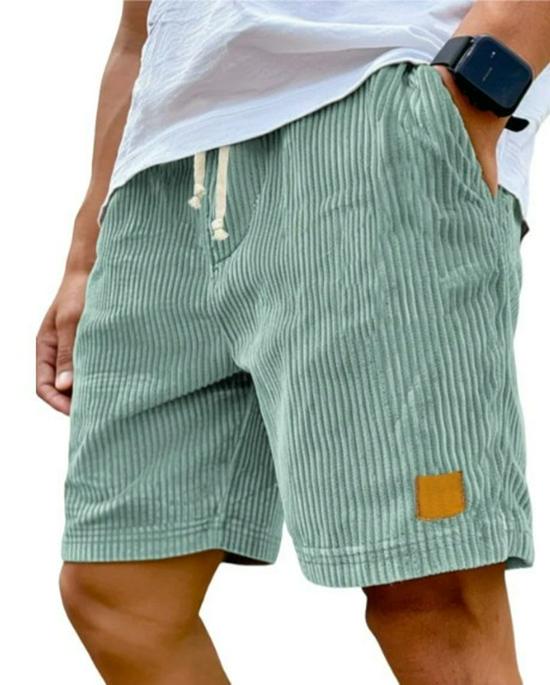 2025 Men's Retro Embroidered Logo Corduroy Drawstring Shorts